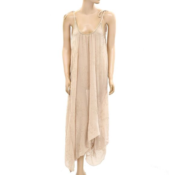 Intimately Free People A Little Shine Maxi Slip Dress Sheer Beaded XS NEW 277843 - Picture 6 of 10